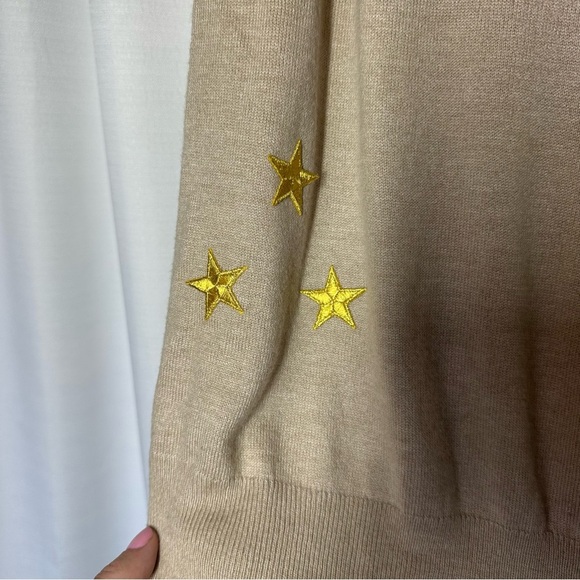 Banana Republic Sweater Womens Wool Crew Neck Gold Stars Nautical Minimalist XL - Picture 4 of 11